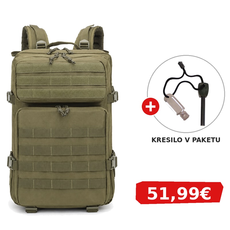 VOJAŠKI NAHRBTNIK BLACK STAR ASSAULT 45 V OLIVNO ZELENI BARVI + KRESILO