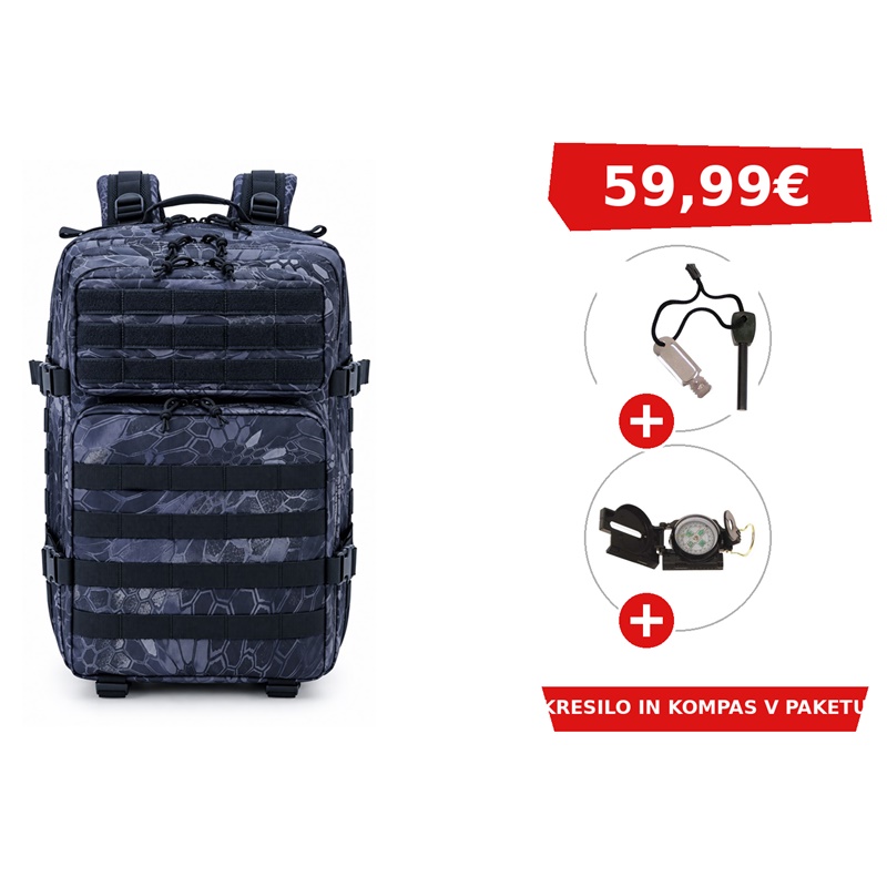 VOJAŠKI NAHRBTNIK BLACK STAR ASSAULT 45 V PYTHON CAMO BARVI + KRESILO + KOMPAS