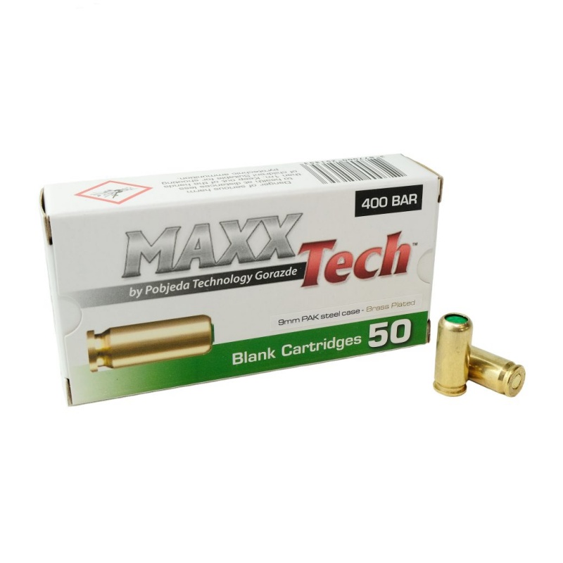 SLEPI NABOJI ZA STRAŠILNE P.A.K. PIŠTOLE MAXX TECH 9MM 50 KOS