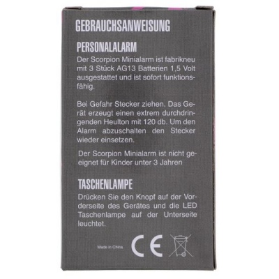 OSEBNI ALARM SCORPION 120 DB Z LUČKO V ROZA BARVI