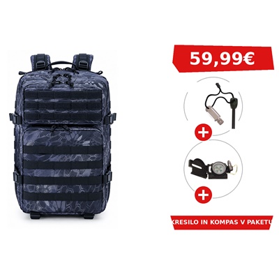 VOJAŠKI NAHRBTNIK BLACK STAR ASSAULT 45 V PYTHON CAMO BARVI + KRESILO + KOMPAS