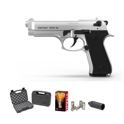 AKCIJSKI KOMPLET! STRAŠILNA P.A.K. (START) PIŠTOLA RETAY MOD92 CHROME 9MM