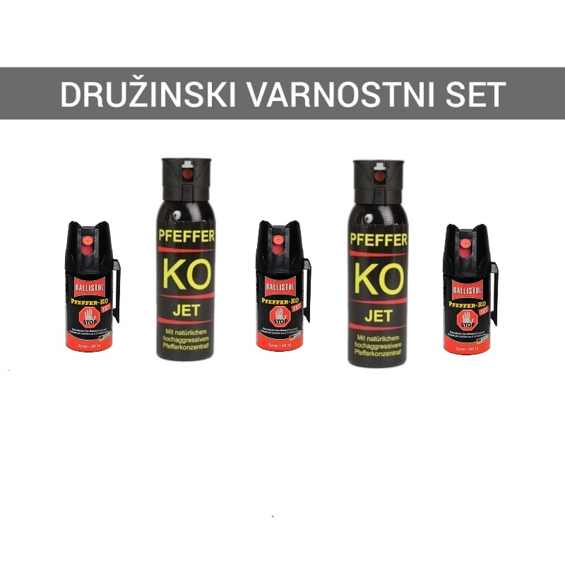 DRUŽINSKI VARNOSTNI SET - 3X OBRAMBNI SPREJ SOLZIVEC KO JET 40 ML + 2X 100 ML