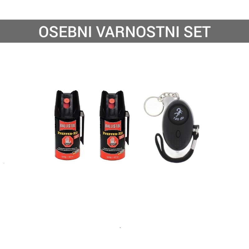 OSEBNI VARNOSTNI SET - 2X OBRAMBNI SPREJ SOLZIVEC KO JET 40 ML + 1X OSEBNI ALARM