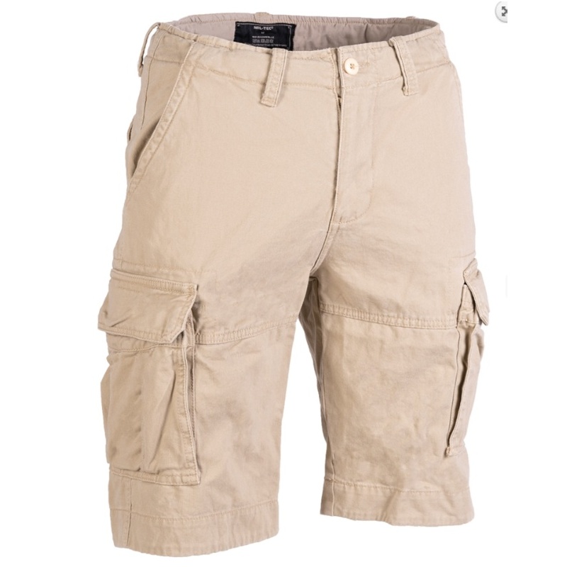 KRATKE HLAČE VINTAGE SHORTS PREWASH V PEŠČENI BARVI PROIZVAJALCA MILTEC