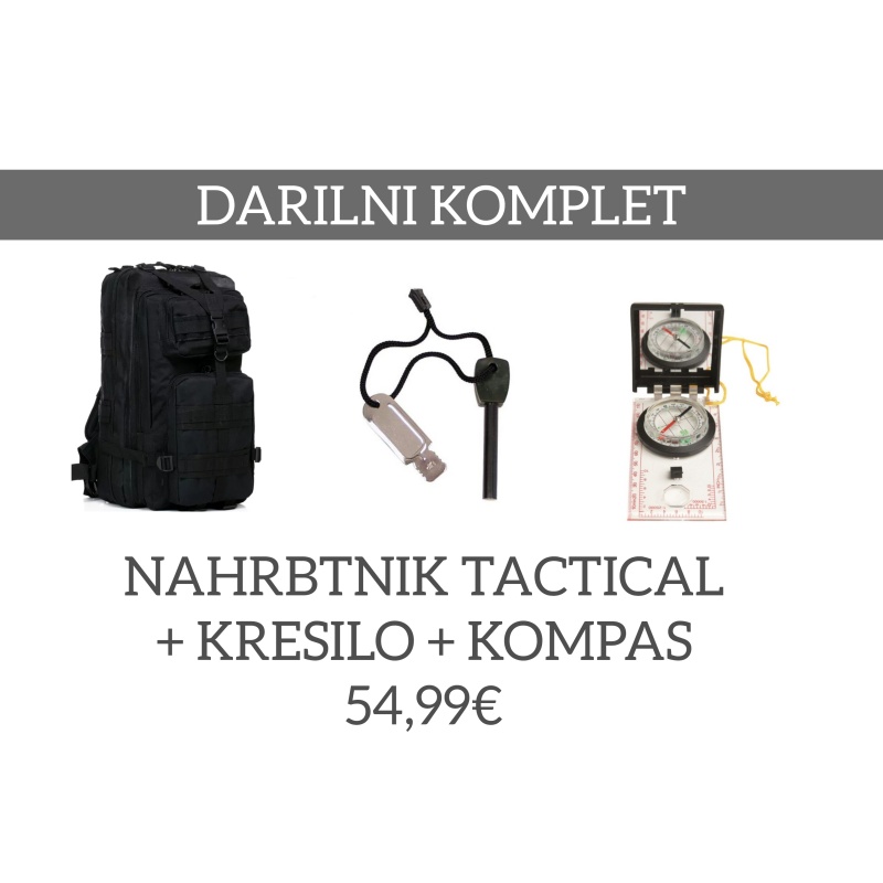 DARILNI KOMPLET: NAHRBNIK TACTICAL+ KRESILO + KOMPAS