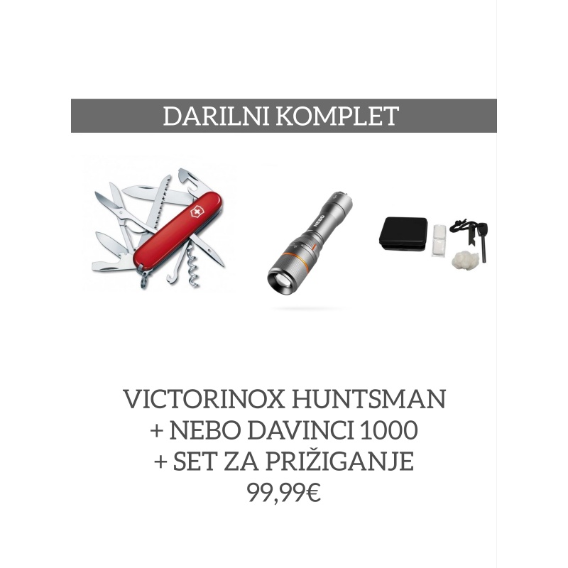 DARILNI KOMPLET: VICTORINOX HUNTSMAN + NEBO DAVINCI 1000 + SET ZA PRIŽIGANJE