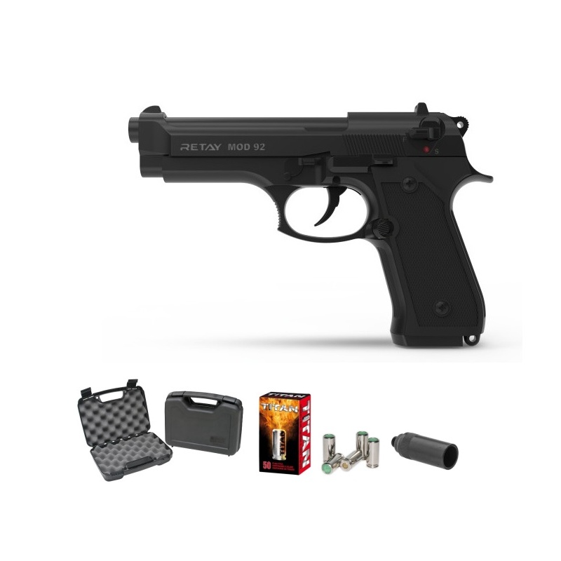 AKCIJSKI KOMPLET! STRAŠILNA P.A.K. (START) PIŠTOLA RETAY MOD92 BLACK 9MM