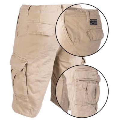 KRATKE HLAČE VINTAGE SHORTS PREWASH V PEŠČENI BARVI PROIZVAJALCA MILTEC